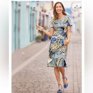 TALBOTS BOTANICAL GARDEN SHEATH DRESS SIZE 6